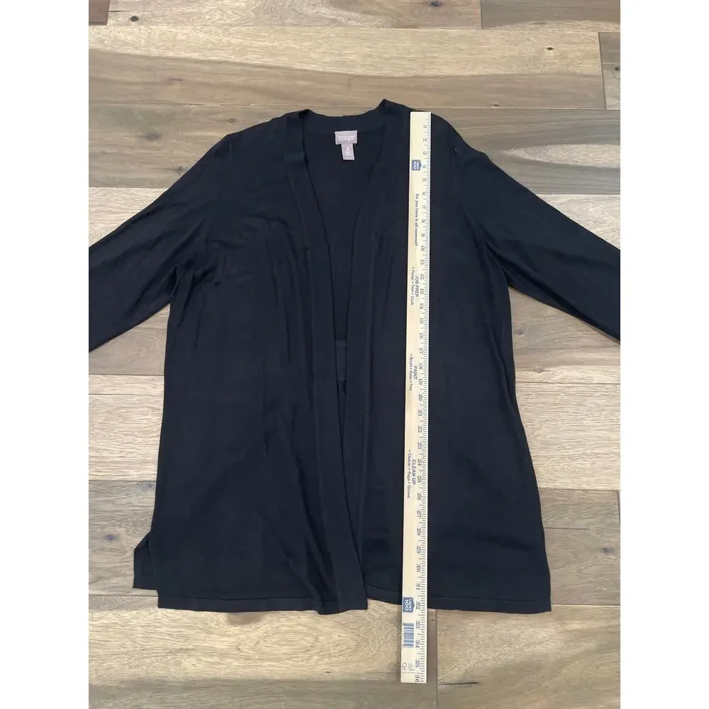 Chico’s Black Wrap Cardigan Size 3 (XL) Lightweight Soft Drape Open Front